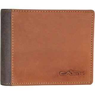                       CASH Rich Life European design genuine Combination Cognac/Brown Hunter leather casual wallet 180332                                              