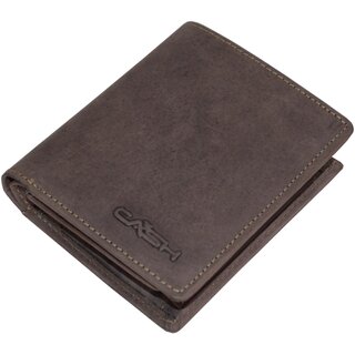                       CASH Rich Life European design genuine Brown Hunter leather casual wallet 180402                                              
