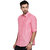 Khoday Williams Men's Pink Cotton Linen Solid Casual Shirt