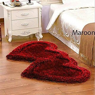 HomeStore-YEP Polyester Blend Non-Slip Heart Shape Shaggy Carpet Runner(Color - Maroon)
