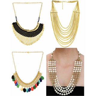 Sparkle Oxidised Multicolor Alloy Necklace Set For Women