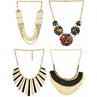 Sparkle Oxidised Multicolor Alloy Necklace Set For Women