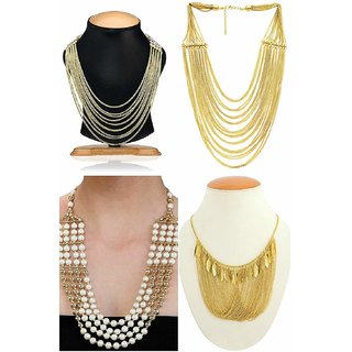 Sparkle Oxidised Multicolor Alloy Necklace Set For Women