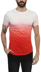 Urbano Fashion Men's Red Cotton Ombre Dyed Slim Fit T-Shirt