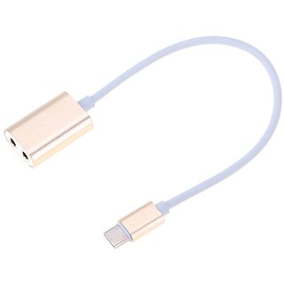 USB 3.1 Type C Male To Dual 3.5mm Female Headphone Audio Connector Adapter Headphone Splitter Gold