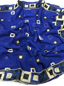blue designer marble saree with blouse piece