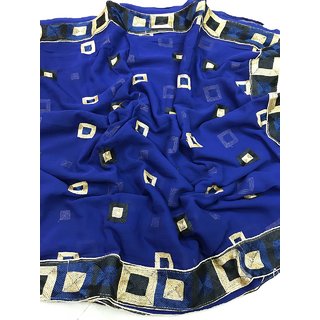 blue designer marble saree with blouse piece