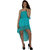Fascinating Tiebelt Low-High Dovetail Cyan One Piece Dress-Cover Up