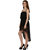 Fascinating Tiebelt Low-High Dovetail Black One Piece Dress-Cover Up.