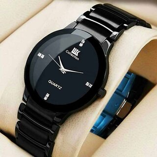 IIK Collection Black Round Dial Metal Strap Analog Watch A555 For Men