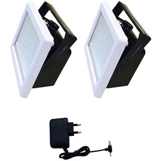 Set of 2 White Wall-mounted Rechargeable Emergency Light With Charger