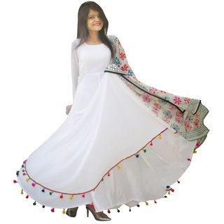 Raabta Fashion Women Plain White  Dress