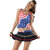 Pretty  Famous Multi Color Cut-Sleeve Skirted Scoop Neck Tankini-Swimsuit