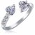 Hot Resizeable Double Heart Zircon Wedding Ring CZ Crystal Silver Color For Women Fashion Jewelry