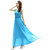 Aashish Fabrics - Turquoise Front Pleats Sleeveless Women Crepe Maxi Dress