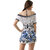 3-Pieces Blue Iconic Floral Stunning Beach Dress With Matching Polka Dot Bikini Set