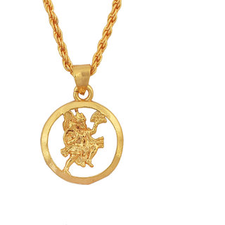Memoir Gold plated Bajrang bali chain pendant Hindu God temple jewellery Men women