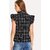 Code Yellow Women's Solid Black White Line and Black Check Tie Neck Top Combo