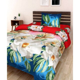 Dehati Store 3D Bedsheet Single With 1 Pillow cover