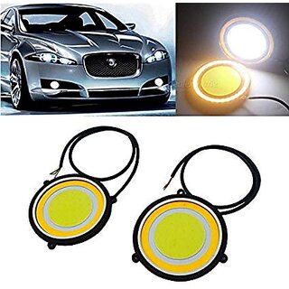 Car LED DRL Round Cob Lights(Double Color) / Fog Lights / Day time Running Lights Universal