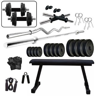 SPORTO Fitness 30 kg Home Gym equipments with Heavy Flat Bench