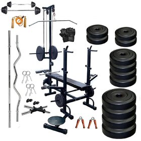 SPORTO Fitness 90 Kg Combo-Wb Home Gym Fitness Kit with 20 in 1 Bench