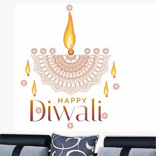 Buy wall dreams Diwali diya rangoli Festive Sticker ( 60 x 60 cms ...
