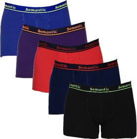 100% Cotton Brief - Combo of 5 Underwear Available in Black, Navy Blue, Red, Royal Blue & Purple Colors in Size L (Large) with Regular Rise & Elastic Waistband  - Set of 5 Waist