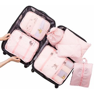 7 Set Travel Organizer Bag by House of Quirk 3 Packing Cubes + 3 Pouches + 1 Toiletry Organizer Bag, Premium Quality