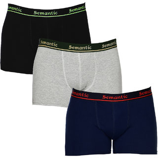 100% Cotton Brief - Combo of 3 Underwear Available in Black, Navy Blue & Grey Melange Colors in Size L (Large) with Regular Rise & Elastic Waistband  - Set of 3 Waist