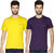 Pack of 2 - 100% Cotton - Mens Plain T Shirt for Daily Use in Yellow & Purple Color - Round Neck & Half Slevees in Size S (Small) by Semantic