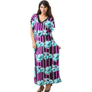                       Dashing And Breezy All Over Purple Floral Print Full Length ButterflyKaftan                                              
