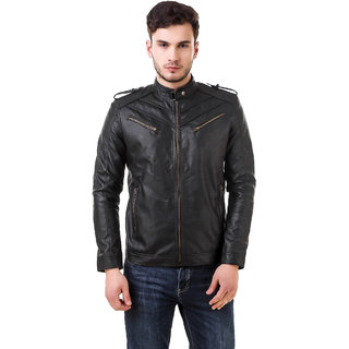                       Leather Retail Black Spanish faux Leather Jacket For Man                                              