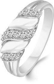 Sukai Jewels Glittering Charm Diamond Studded Rhodium Plated Alloy  Brass Cubic Zirconia Finger Ring for Women  Girls SFR104R