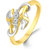 Sukai Jewels Leafy Diamond Studded Gold Plated Alloy  Brass Cubic Zirconia Finger Ring for Women  Girls SFR105G