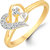 Sukai Jewels Floral Heart Diamond Studded Gold Plated Alloy & Brass Cubic Zirconia Finger Ring for Women & Girl [SFR121G]