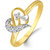 Sukai Jewels Couple Heart Diamond Studded Gold Plated Alloy & Brass Cubic Zirconia Finger Ring for Women & Girls [SFR155G]