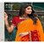 Laxmipati Orange & Red Chiffon  Printed Casual/Daily/Party Saree
