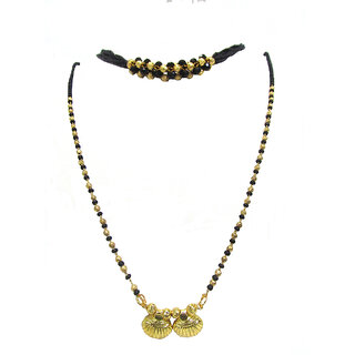                      Combo Offer Of Single Line pendant and short Mangalsutra Necklace                                              