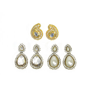                       Combo Offer of White Stone Tilak Earring                                              