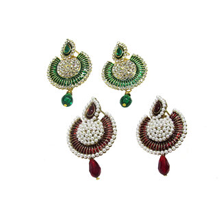 Combo Offer of Maroon and Green Meenakari Earring Combo Offer of Maroon and Green Meenakari Earring