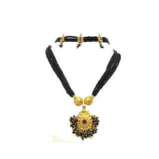                       Combo Offer of Black Leheriya Pendant and Chokker Mangalsutra                                              