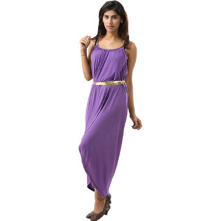 Adorable  Purple Sexy Summer Bohemian Dress Irregular Women Beach Dresses Pleated Skirt Fashion Vintage Maxi Belt Casual