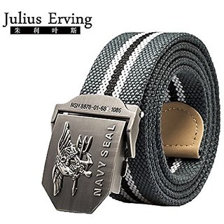 Akruti 2017 Brand Mens Belt Navy Seal Metal Smooth Buckle Striped Canvas Belt Knit Strap Military Belts Eagle Waist Cinto Unisex
