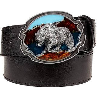 Akruti Fashion New leather belt metal buckle Polar bear belts punk rock exaggerated russian style trend decorative belt for men gift