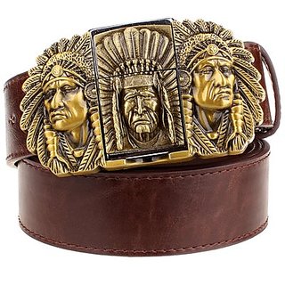 Akruti Fashion male leather belt lighter metal buckle belts Kerosene lighter belt punk rock style indians eagle show belt gift for men