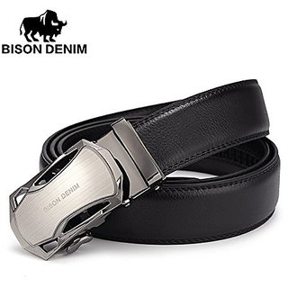Akruti BISON DENIM Automatic Buckle Men Belt Cowhide Leather Luxury Belts For Men High Quality Strap Male Waistband N71290
