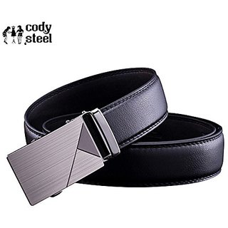 Akruti Cody Steel Mens Fashion Belt PU Leather Automatic Buckle Men Black Belt Designer Popular Casual Business Male Belts Luxury
