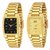HWT Rectangle Black And Golden Dail Gold Metal Watches Combo Pack Of 2 Pcs For Men