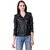 Leather Retail Black Woman Jacket For Roadies